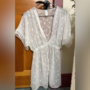 White Star Pattern Sheer mini Dress